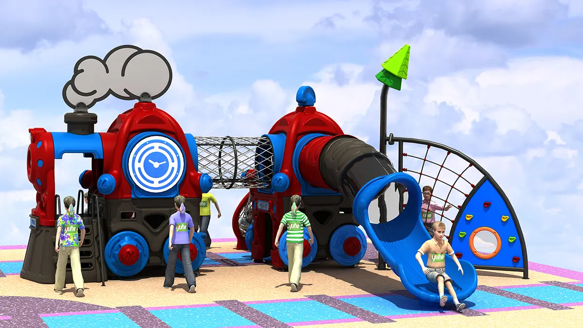Outdoor Train Slide With Climbing Function