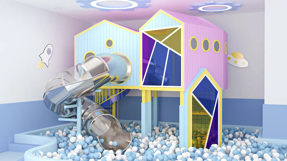 Small stainless steel combination slide suitable for indoor use