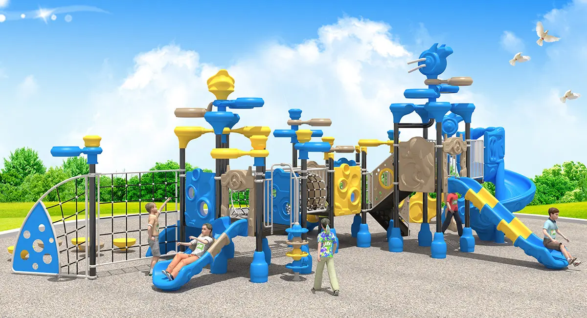 Playground Equipment With Slides And Climbers For Kids To Play In Amusement Park-2