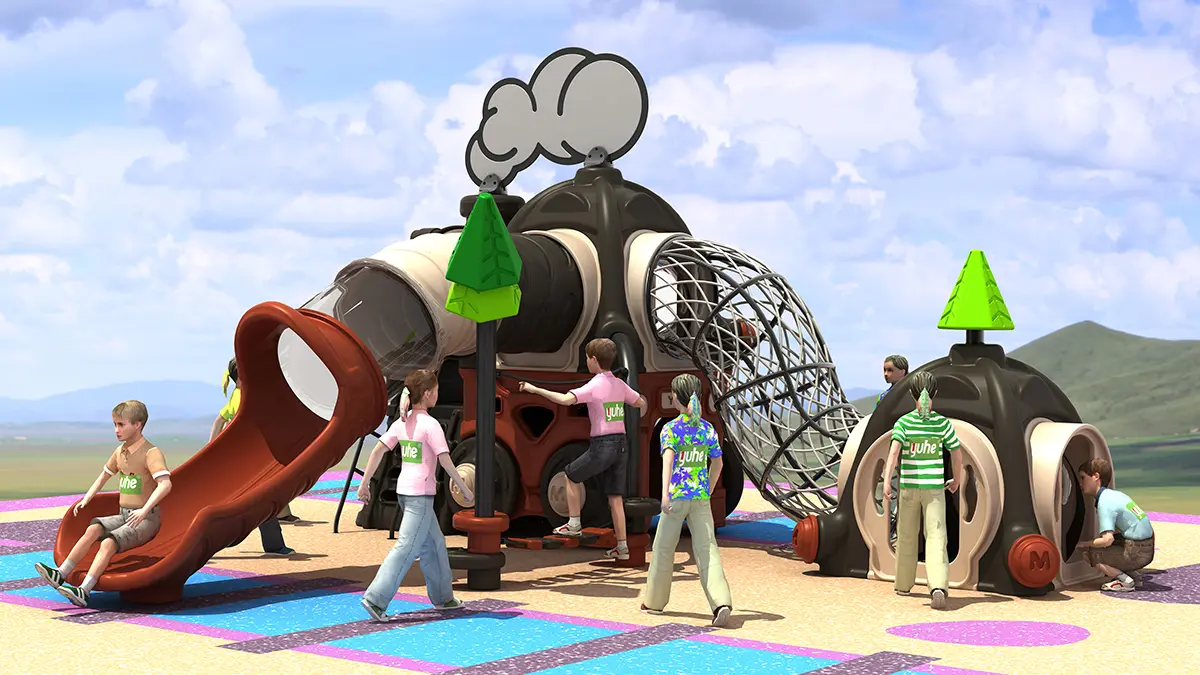 Outdoor Train-Themed Slide for Imaginative Play